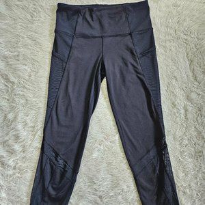Ivivva by Lululemon Girl's Black Mesh Legs Cropped Legging Pants Size 14
